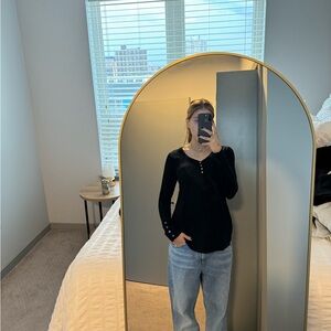 Black Button-Detail Women's Top